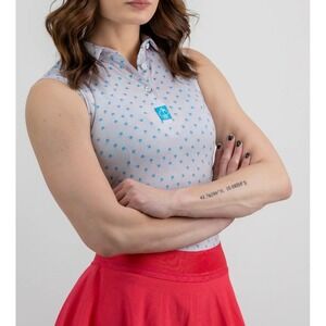 Pins & Aces Women's Palm Sunday
Pink Sleeveless Polo‎ Size Large Golf